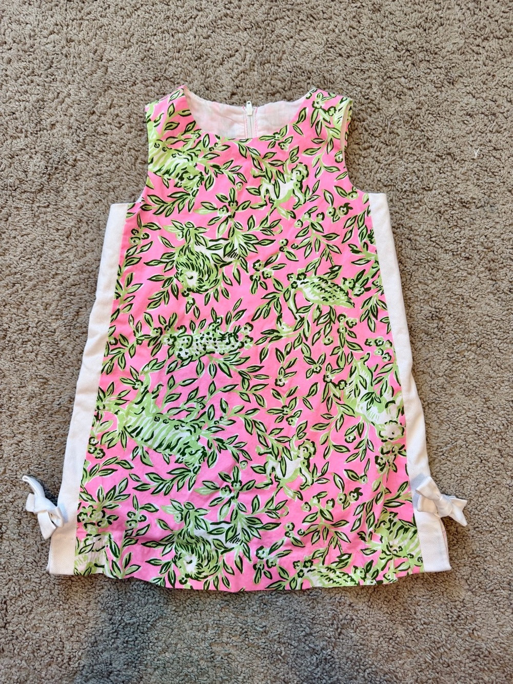 Lilly Pulitzer Pink & Green Floral Shift Dress with Side Ties